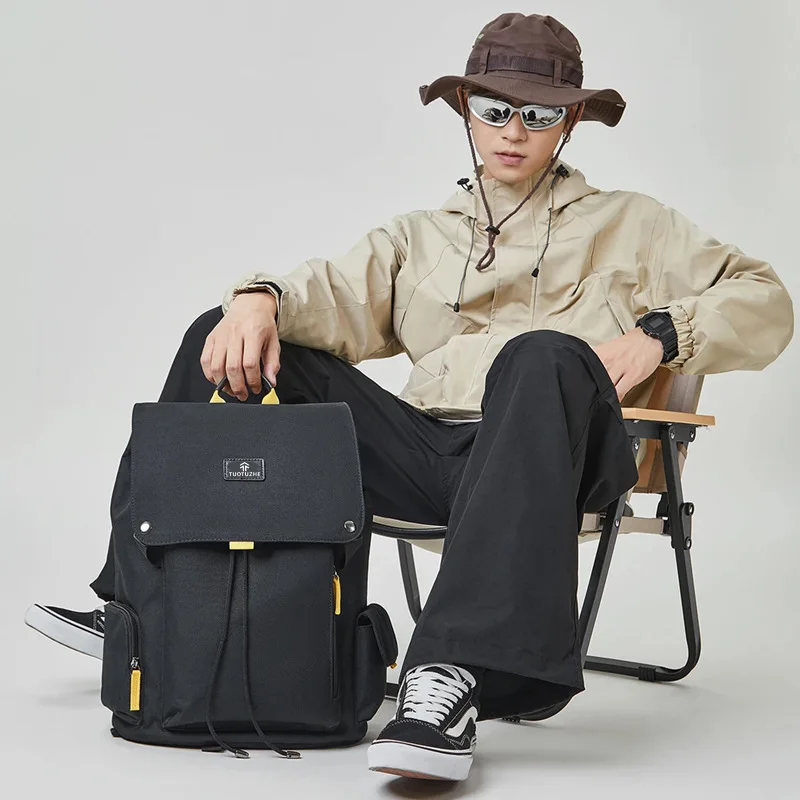 حقيبة ظهر للكمبيوتر للرجال من القماش، حقيبة مدرسية عالية الجودة، ذات سعة كبيرة، حقيبة سفر للتنقل لطلاب الجامعات