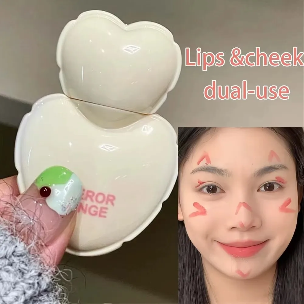 2 en 1 forma de amor mancha de labios espejo jugoso brillo de labios brillante duradero tulipán rosa labio mejilla aplicación de maquillaje