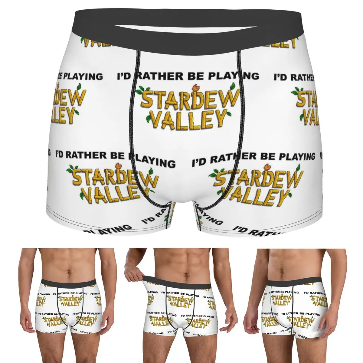 Boxer Underpants Shorts I'd Rather Be Playing Stardew Valley Panties Men Ventilate Underwear for Homme Man Boyfriend Gift