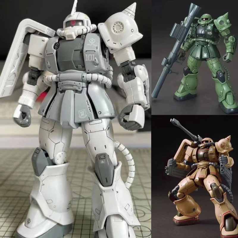 Hg Gto 1/144 조립 모델 키트, C-6 모델, 녹색, 다크 브라운, 흰색, 자쿠 캐논 버전, 액션 피규어 로봇 플라스틱 장난감, 어린이 선물, 3 색