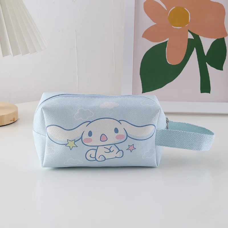 Sanrio-estuche de lápices de dibujos animados Cinnamoroll, bolso de mano para estudiantes, gran almacenamiento, papelería escolar, bolsa de