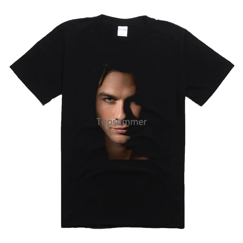 Men T Shirt S Black Vampire Diaries Damon Salvatore Punk Rock Funny Round Neck T Shirts Casual Dress Tops Women