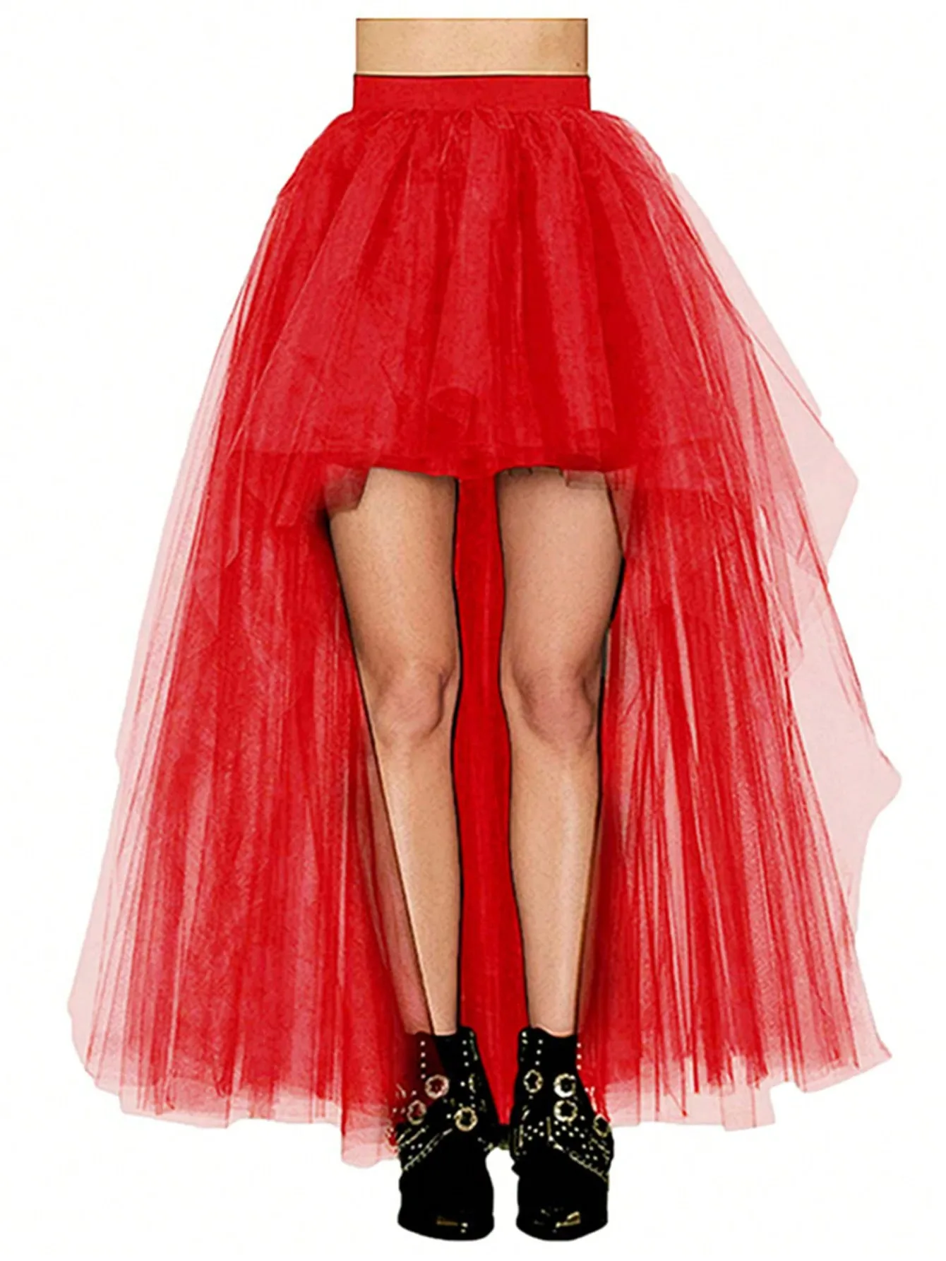 Women's Colorful Stylish Asymmetrical Tulle Skirt, Europe And America Design, Sexy Hem, Suitable For Daily Wear And Stage Perfo image 5