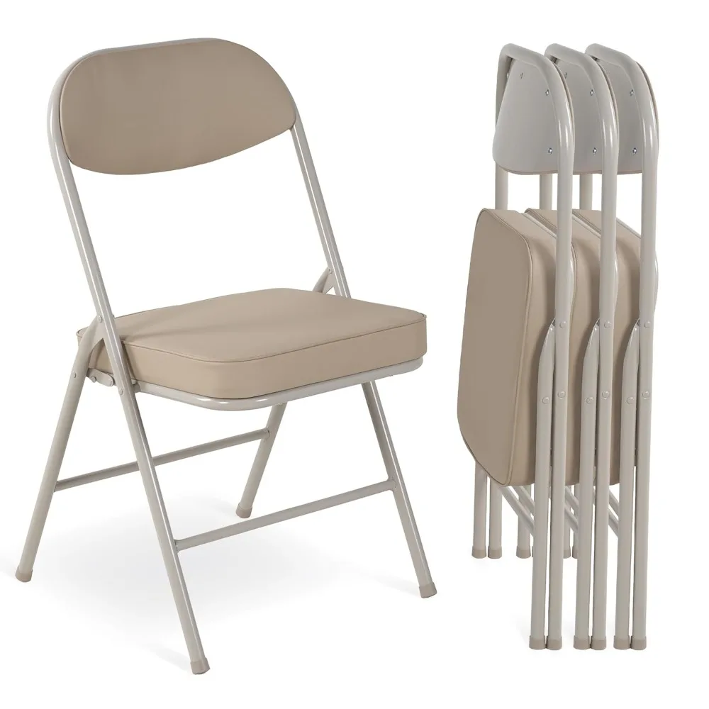 

Padded Folding Chairs Set of 4, Folding Chairs with Cushion and Durable Metal Frame，No Assemble Required for Party, Customized