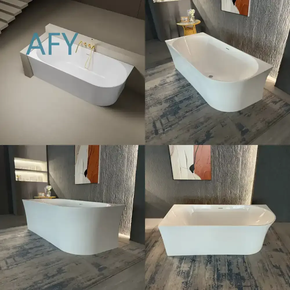 Curved Transition Left Hand Right Hand Freestanding Acrylic Bathtub for Whirlpool Soaking Bath for Modern Bathroom Remodel