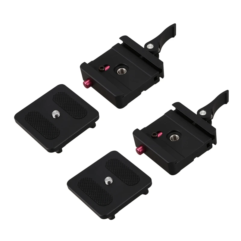 Quick Release Plate and Clamp Adapter, Mount com Lock, Dslr Camera Tripod, 2X Alumínio, 1/4 ", 3/8"
