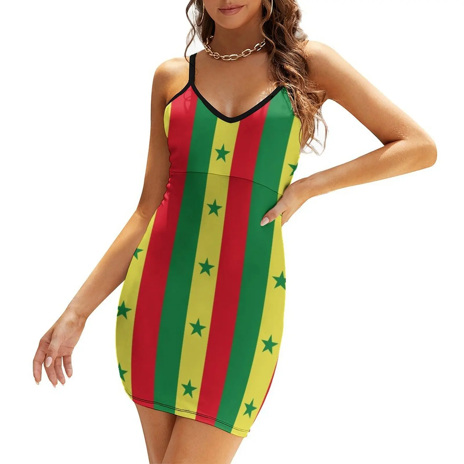 

Flag of Senegal Sling Dress dresses summer woman 2025 dresses with long sleeves Women dresses summer Cocktail of