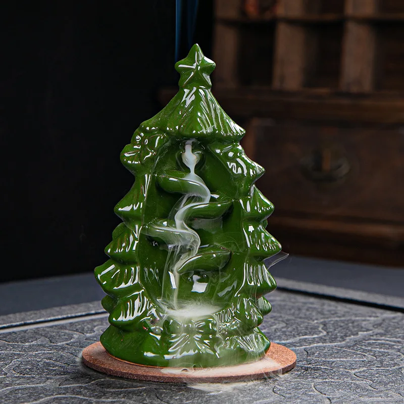 Ceramic Handicraft Christmas Decorate Backflow Incense Trees Censer Office Tea House