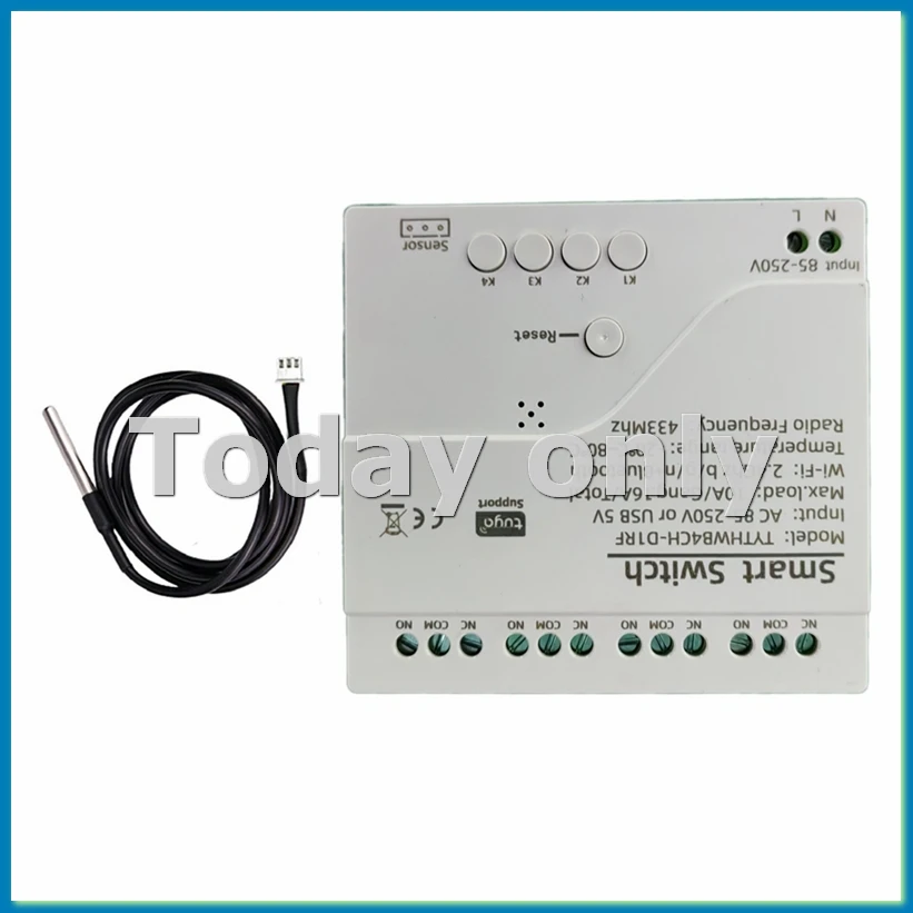 Tuya WiFi 4 Channel Smart Switch with Temperature Humidity Sensor Passive Dry Contact Switch for D-A32R