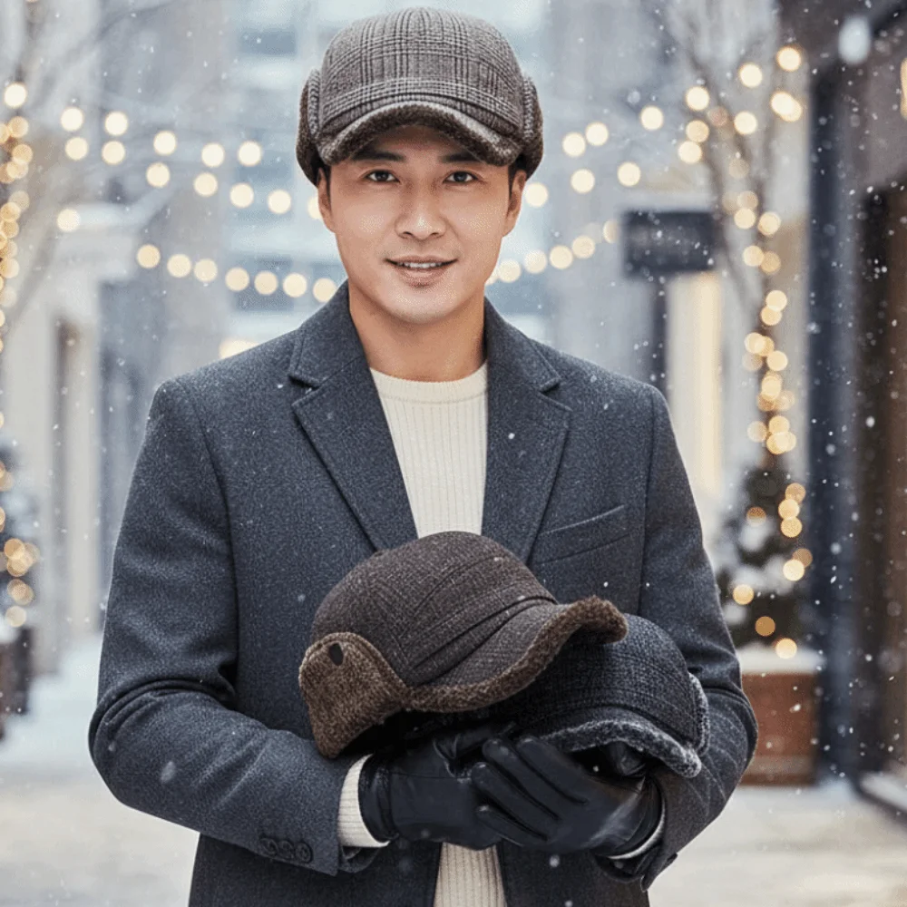 Winter Trapper Hat - Теплая зимняя кепка-ушанка для папы, толстая