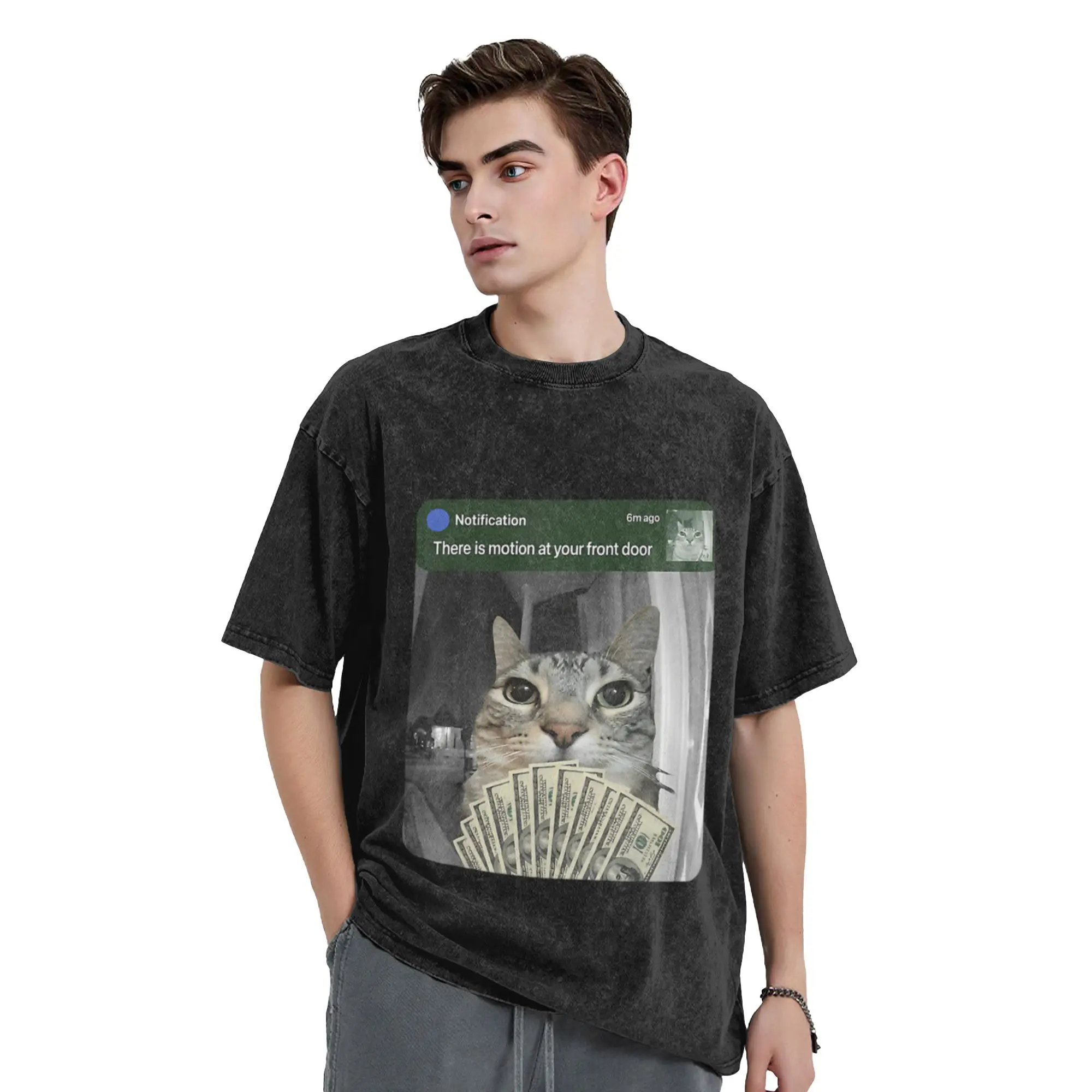 Ring Cat With Motion Meme Classic Trendy A T-Shirt Oversized Short Sleeve Men's Women's Cotton Tees Tops