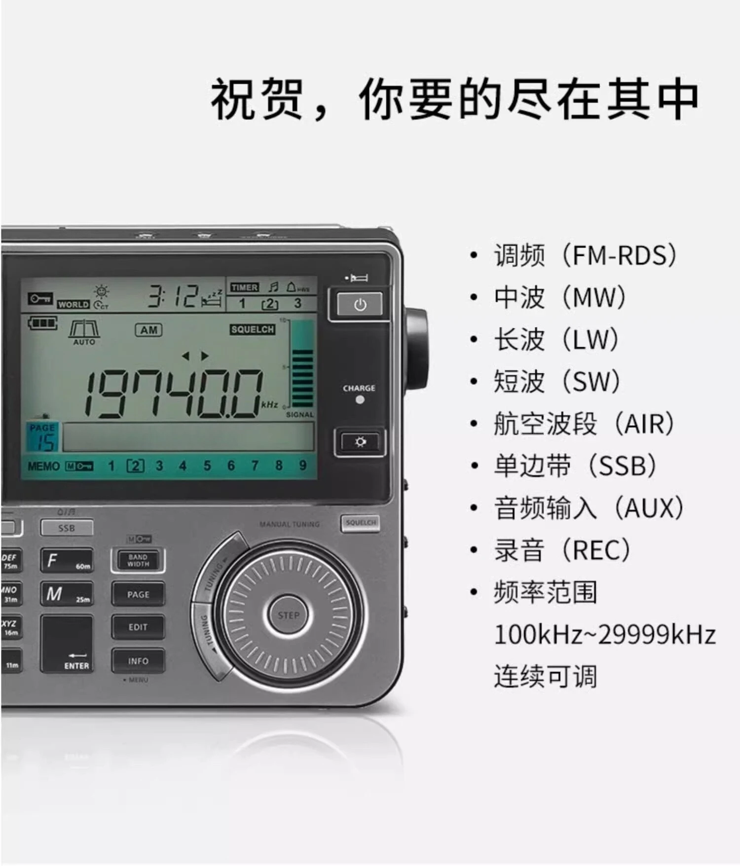 FOR 909X2 FM / SW / MW/ LW/ Air / Multi-Band Receiver Radio Stereo Portable Receiver Antenna Multiband Radio Full-Band