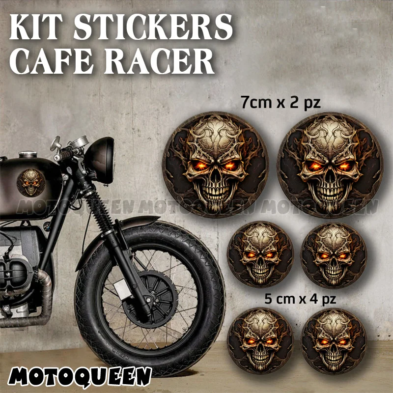 Motorcycle Fairing Helmet Tank Pad Saddlebags Side Cover Decals Cafe Racer Skull Kit Stickers For Car Motorbike Biker Rider