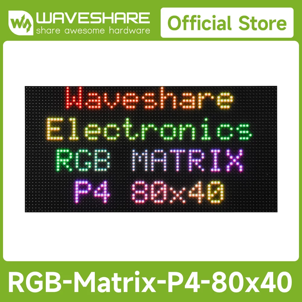 

Waveshare RGB Full-color LED Matrix Panel, 4mm Pitch, 80×40 Pixels, Adjustable Brightness