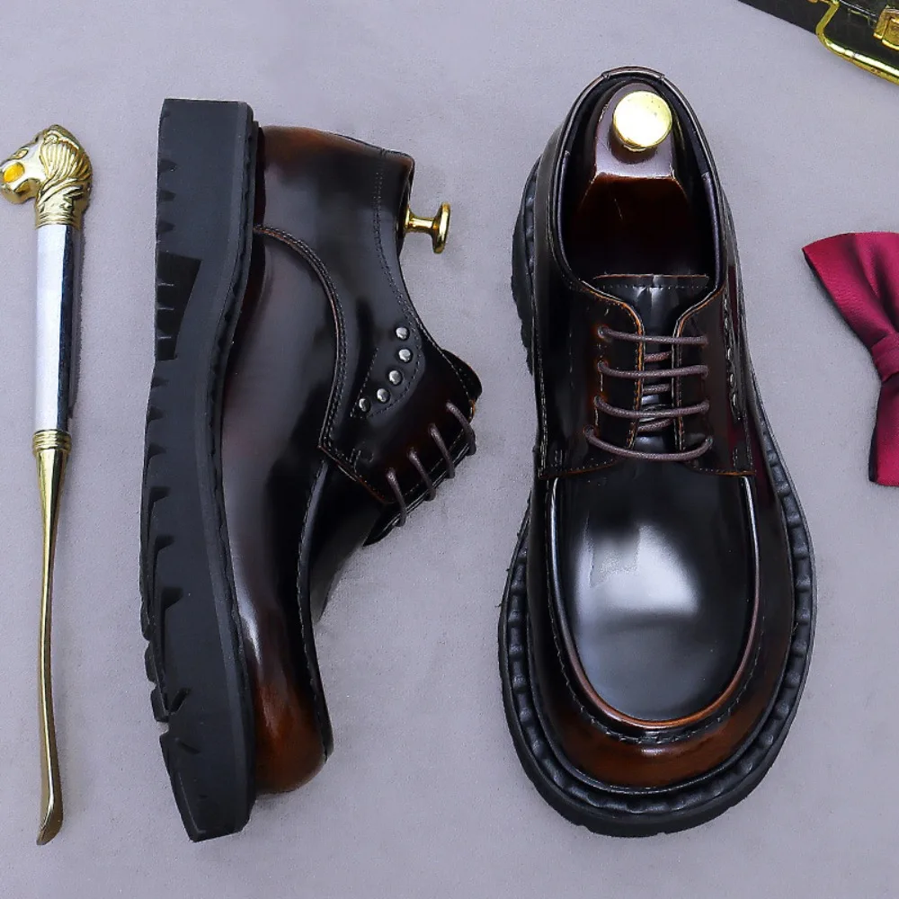 

Genuine Cowhide Men's Business Formal Shoes | Big-Toe, Polished Breathable, Thick-Sole Height-Increasing Loafer & Derby