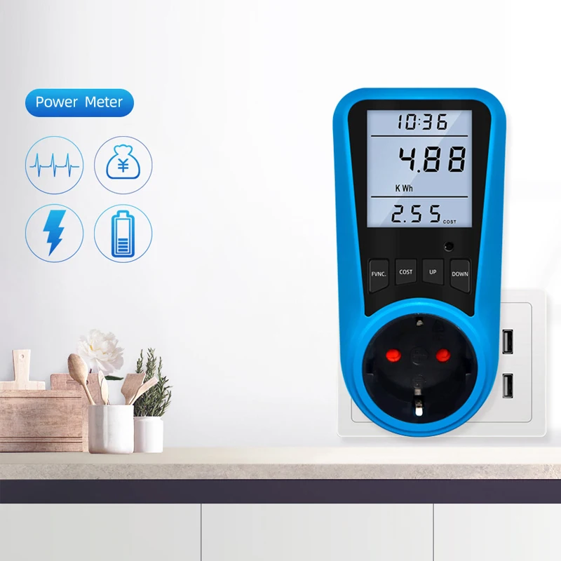 1-częściowa wtyczka miernika mocy Monitor energii elektrycznej do gniazda Zastosowanie zasilania Inteligentny licznik energii w gospodarstwie