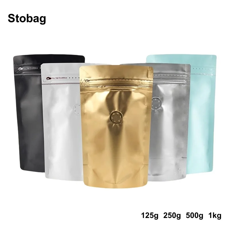 StoBag 50pcs Coffee Beans Packaging Bags with No Vavle Aluminum Foil Stand Up Self-sealing for Food Nuts Powder Storage Pouches