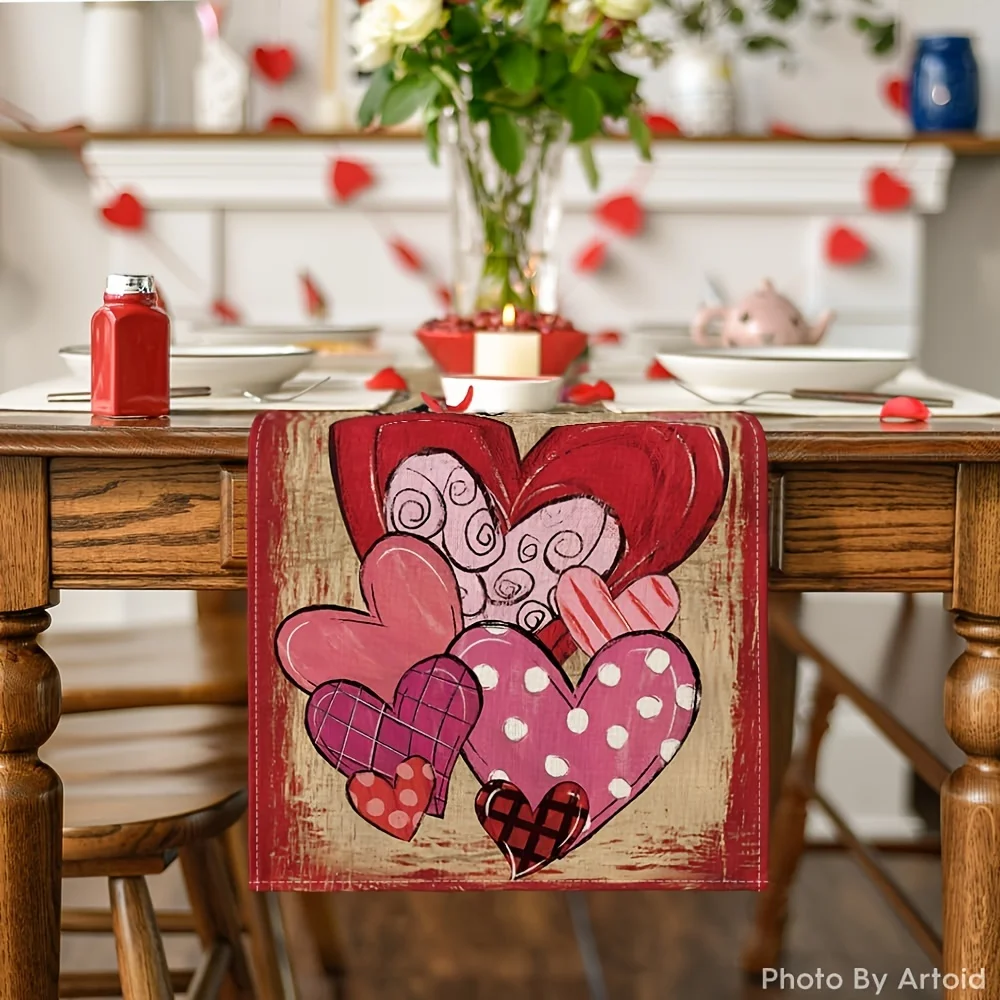 Valentine's Day Table Runner - Multi-Size for Anniversary Wedding Home Party Kitchen Decor