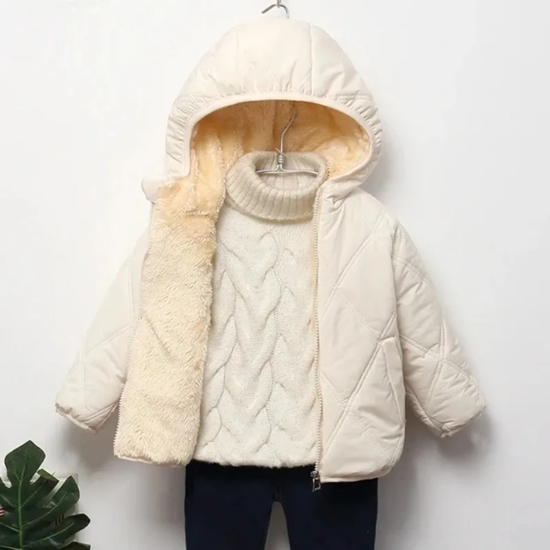 Winter Baby Kids Jacket For Girls Coats Lamb Wool Plus Velvet Thick Coats Toddler Children Outwear 1-6 Year Boys Cotton Jackets