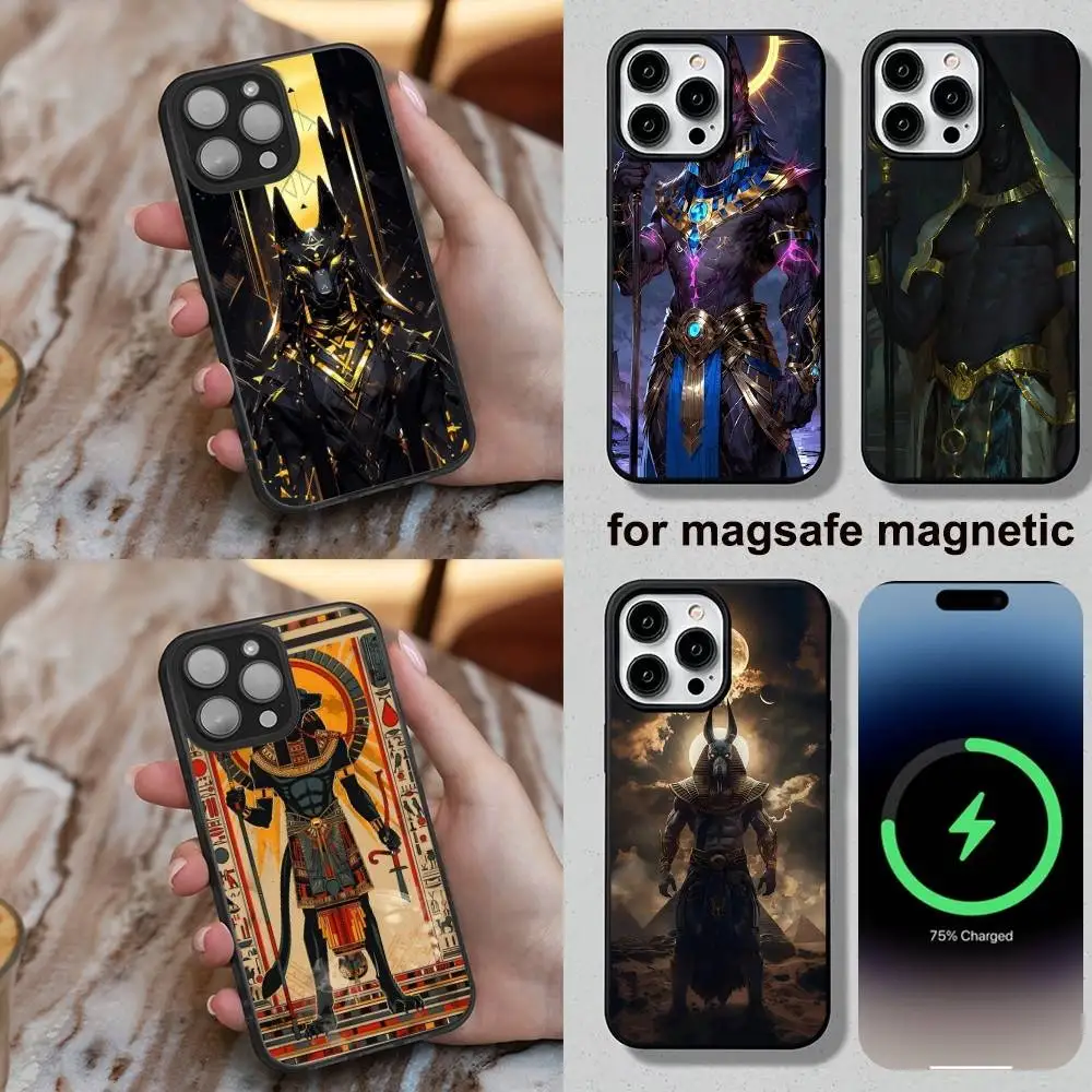 

Ancient Egyptian God Anubis Phone Case For iPhone 16,15,14,13,12,11,Plus,Pro,Max,Mini Soft Magesafe Magnetic Wireless Charge