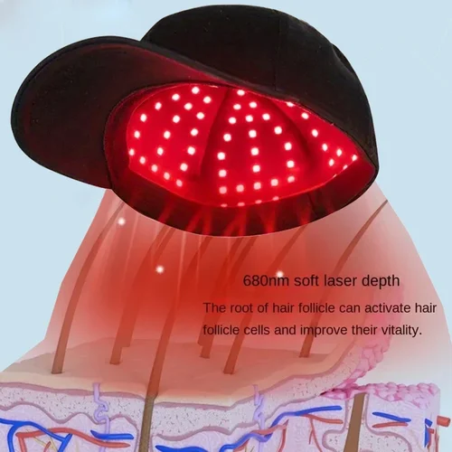 Imagen 2 del producto Nuevo 96 Uds LED infrarrojos 660nm y 850nm terapia de luz roja gorro de crecimiento del cabello para el crecimiento del cabello Anti pérdida de cabello relajar el cuero cabelludo sombrero para el cuidado del cabello