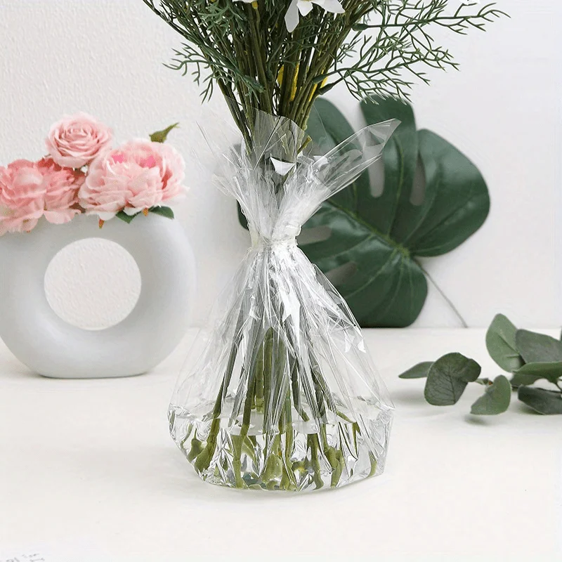 100-Piece Premium Transparent Flower Wrapping Paper - Waterproof & Durable For Bouquets, Diy Crafts