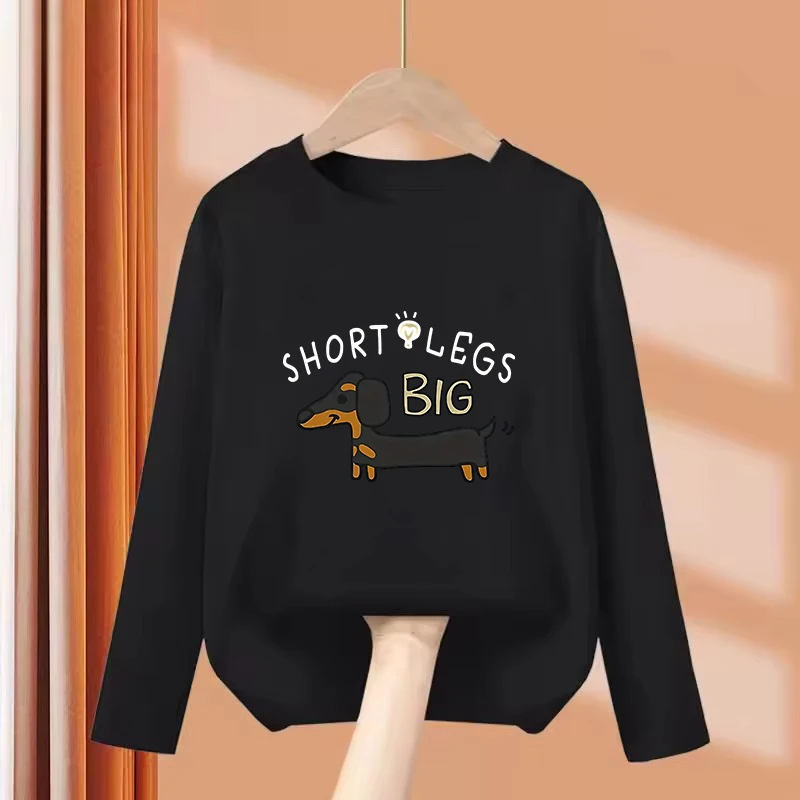 Long Sleeve Fashion Dachshund Dog Design T-Shirt Printed T Shirt Boys Girls Summer Clothes Tops T-Shirts Cute Clothing Kids