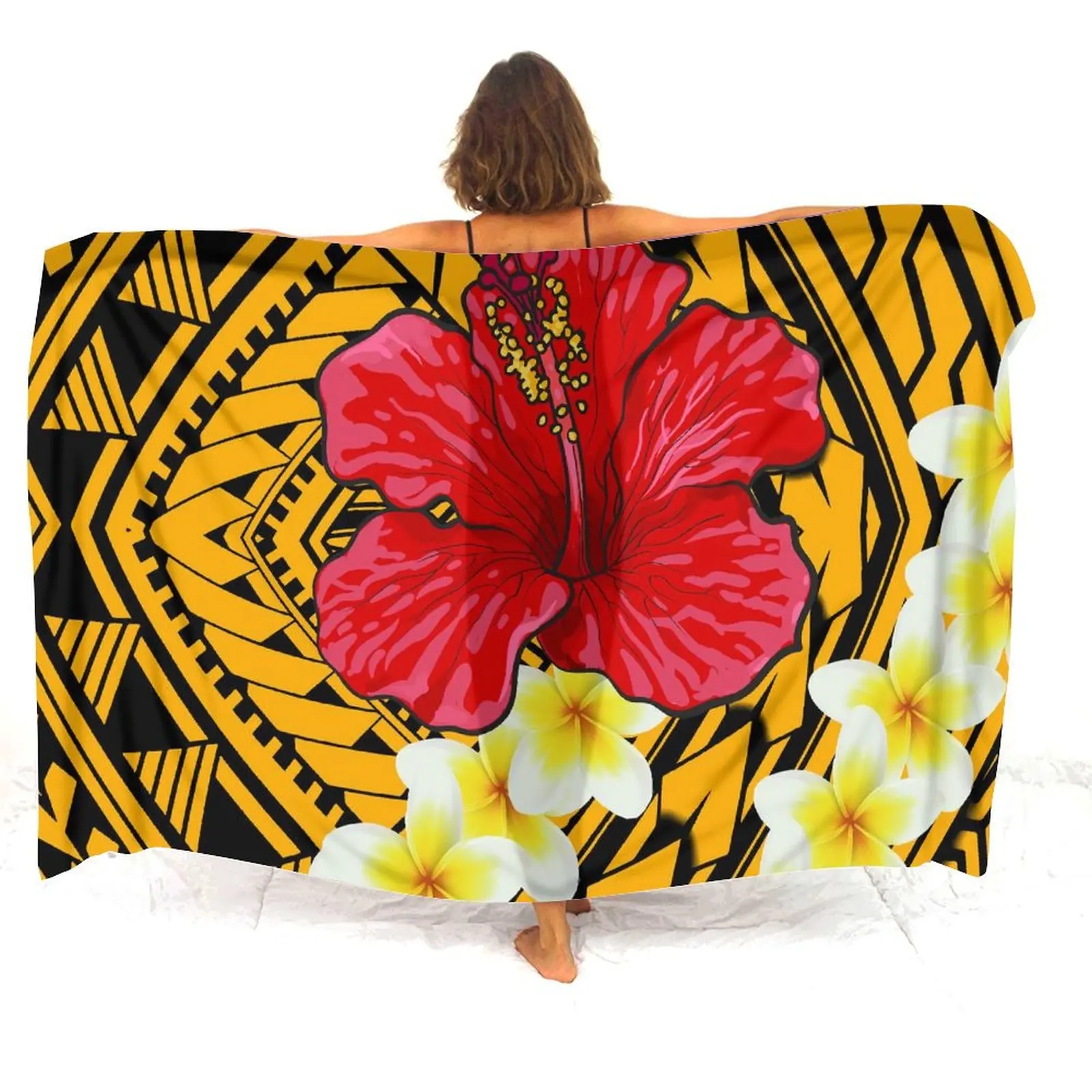 Island Sarong Women Beach Sarong Headscarf One-Piece Custom Printed Sarong Polynesian Sarongs Beach Wrap Sun-Protective Coat