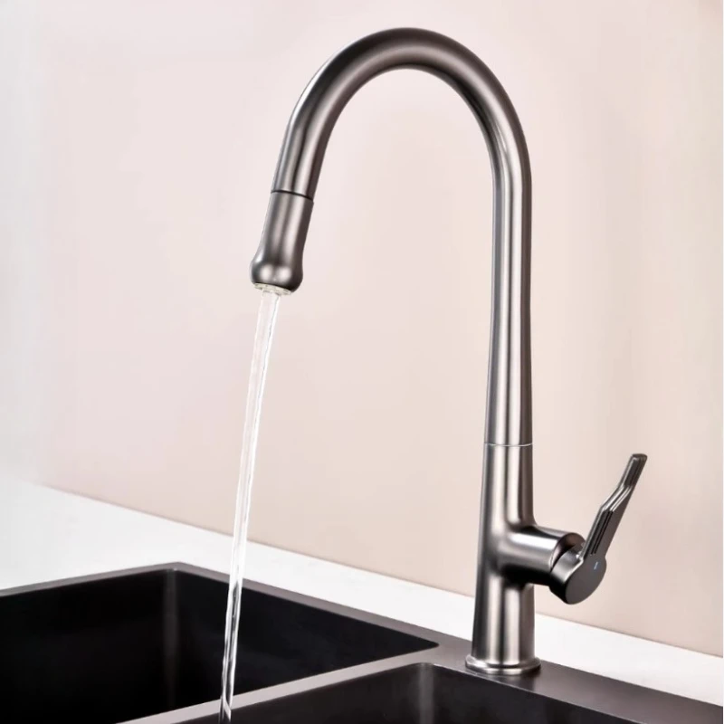 

Смеситель для горячей и холодной воды для кухонной мойки, латунный выпуск воды с защитой от брызг, тянущий смеситель