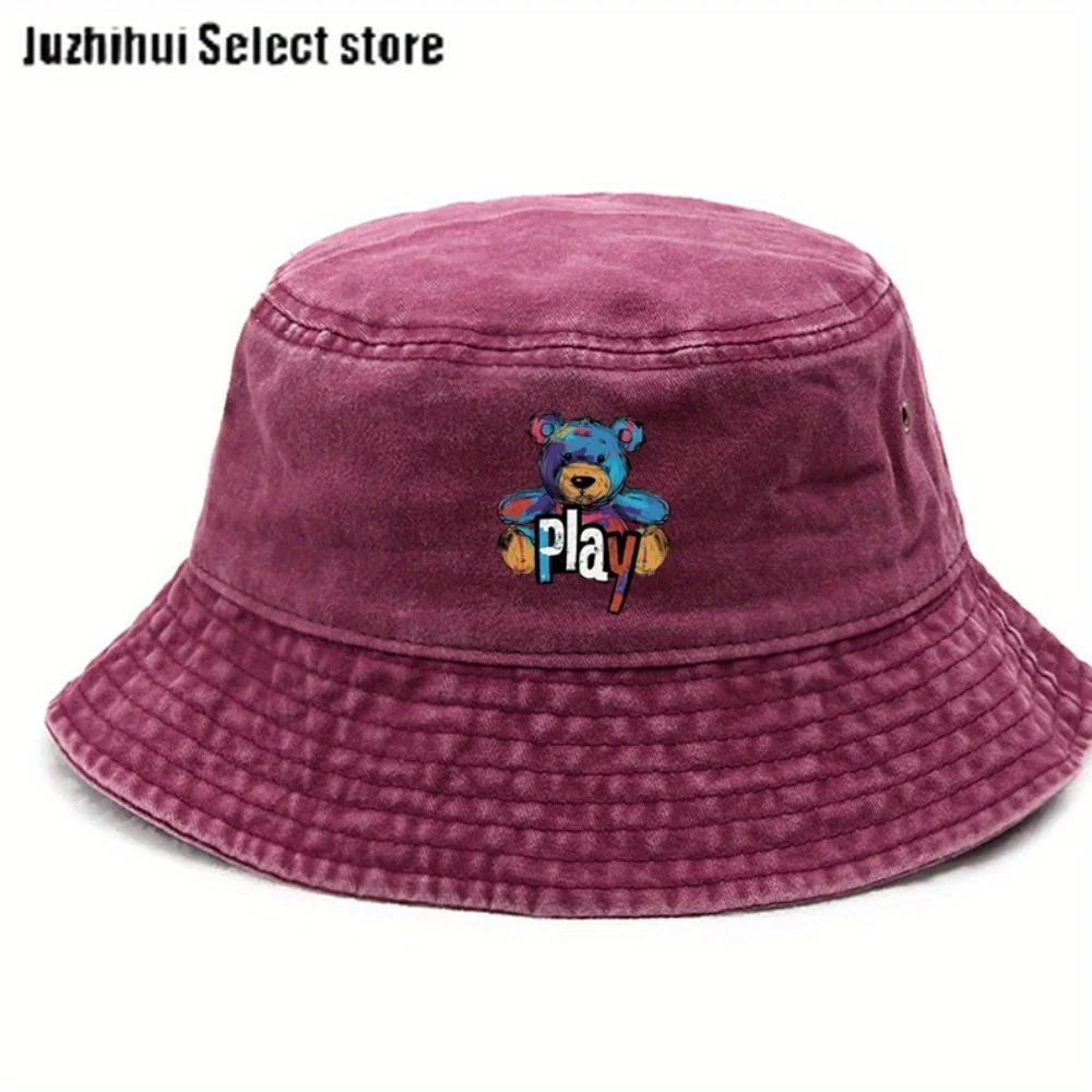 Washed Denim Bucket Hat with 