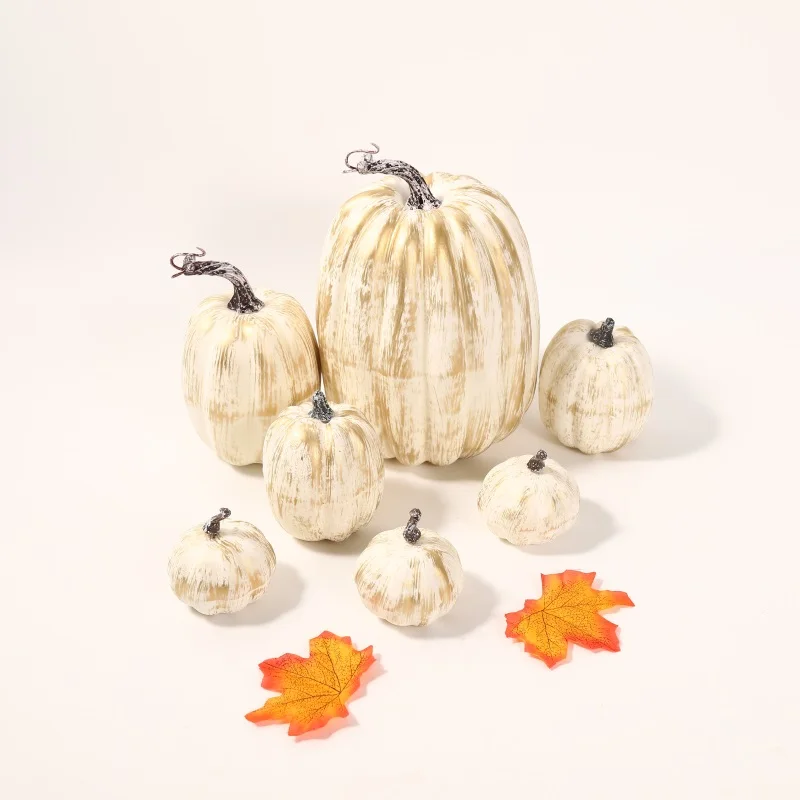 7PCS Simulation Pumpkin Artificial Pumpkin Halloween DIY Craft Decoration Party Wedding Autumn Harvest Fake Pumpkin Decoration