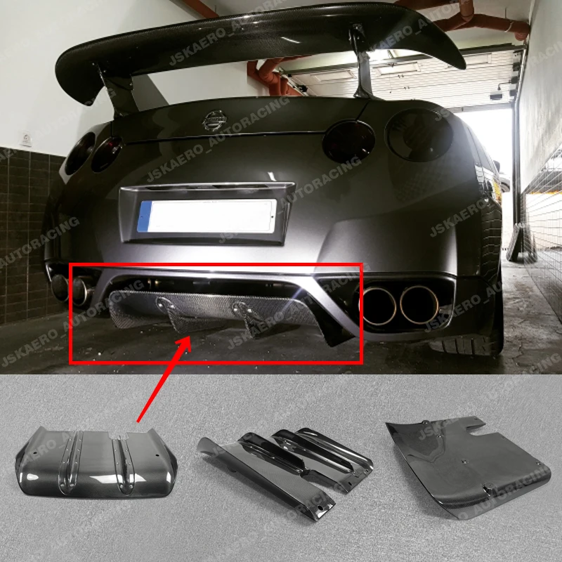 Carbon Fiber Rear Bumper Under Diffuser Spoiler for Nissan GTR R35 09-16 car BodyKits