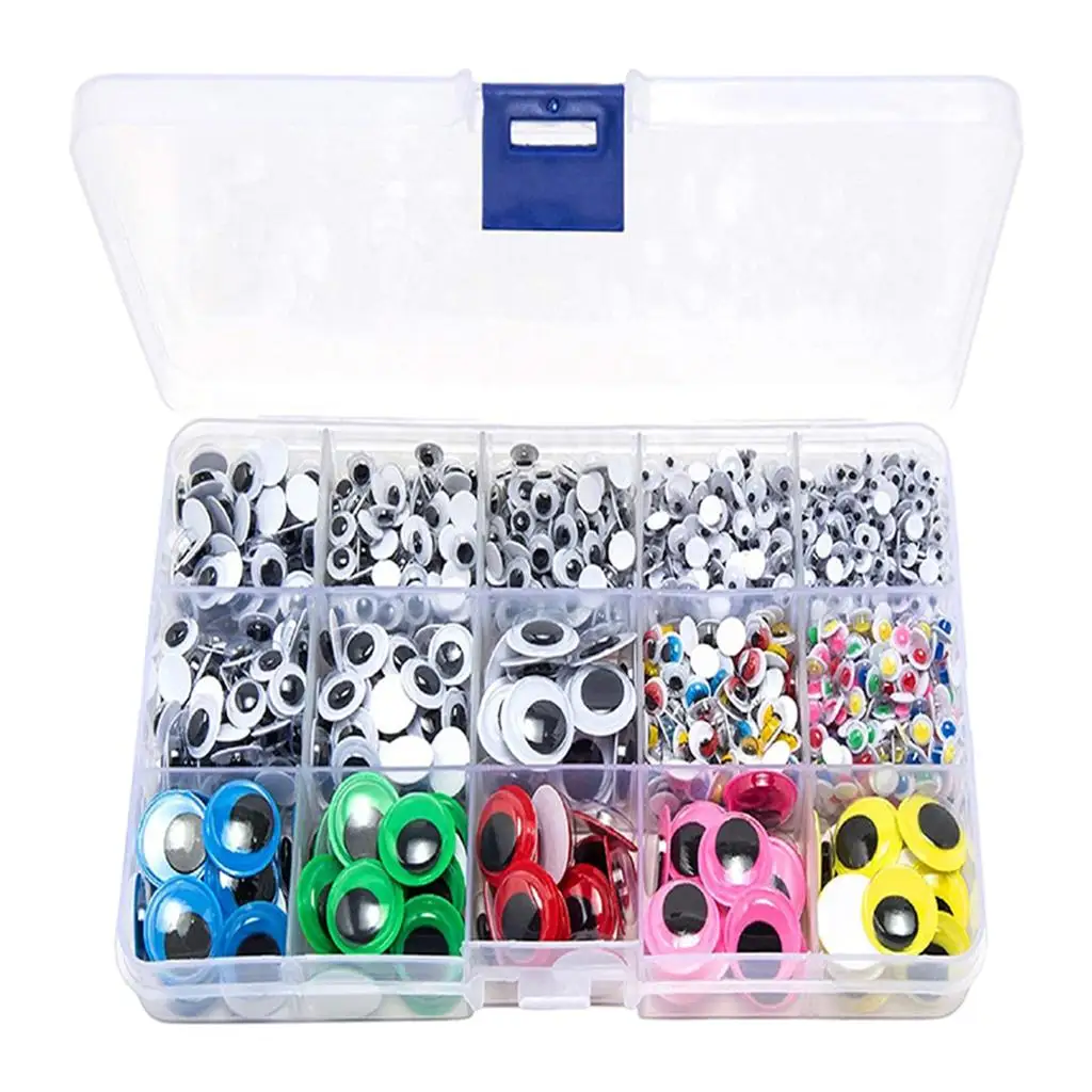 Mixed Sizes Googly Eyes for Dolls 1500pcs Self Adhesive Plastic Wiggle Eyes for DIY Art Craft Scrapbooking Home Decor Kid