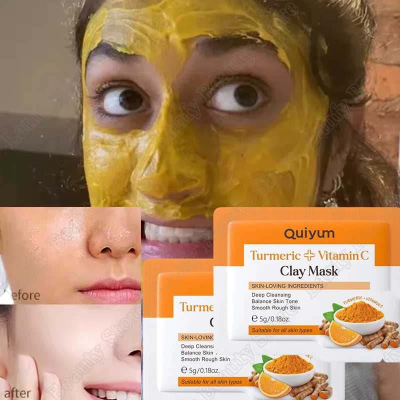 Vitamin C Turmeric Face Masks Skin Care Face Blemish Remover Deep Cleansing Pores Shrinking Lightening Moisturizing Facial Masks