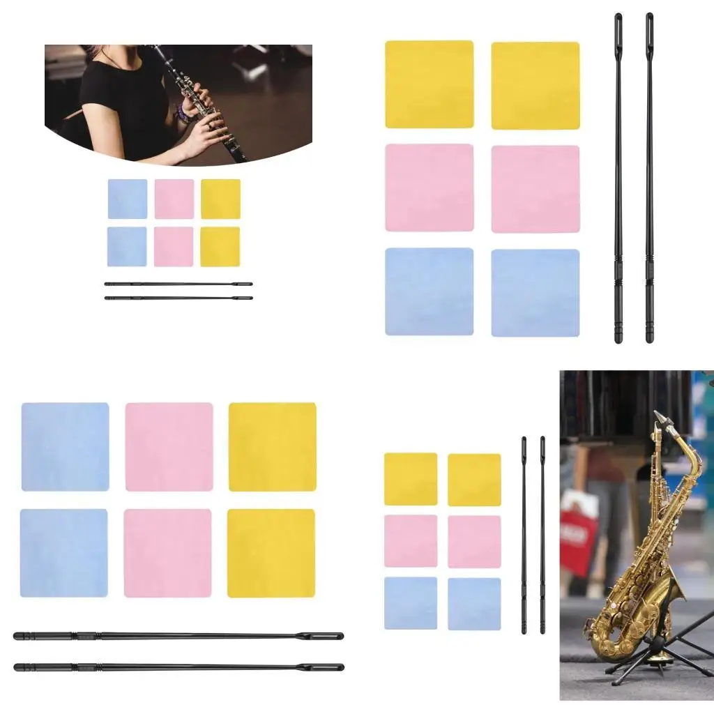

652F 8Piece Practical Flute Maintenance Set Including Cleaning Rods and Polishing Cloths Suitable for Woodwind Instruments
