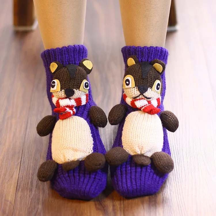 

Cartoon Knitted Floor Socks Anti slip Winter Warm Foot Artifact Home Cute Thick Thread Adult Christmas Socks