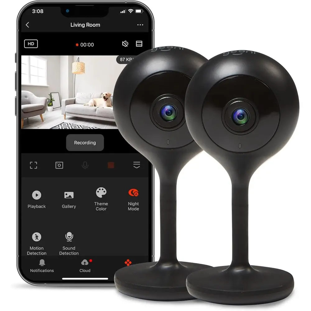 

2-Pack 1080p HD Indoor Cameras with 2-Way Audio, Motion Detection, Night Vision, and Alexa Compatibility