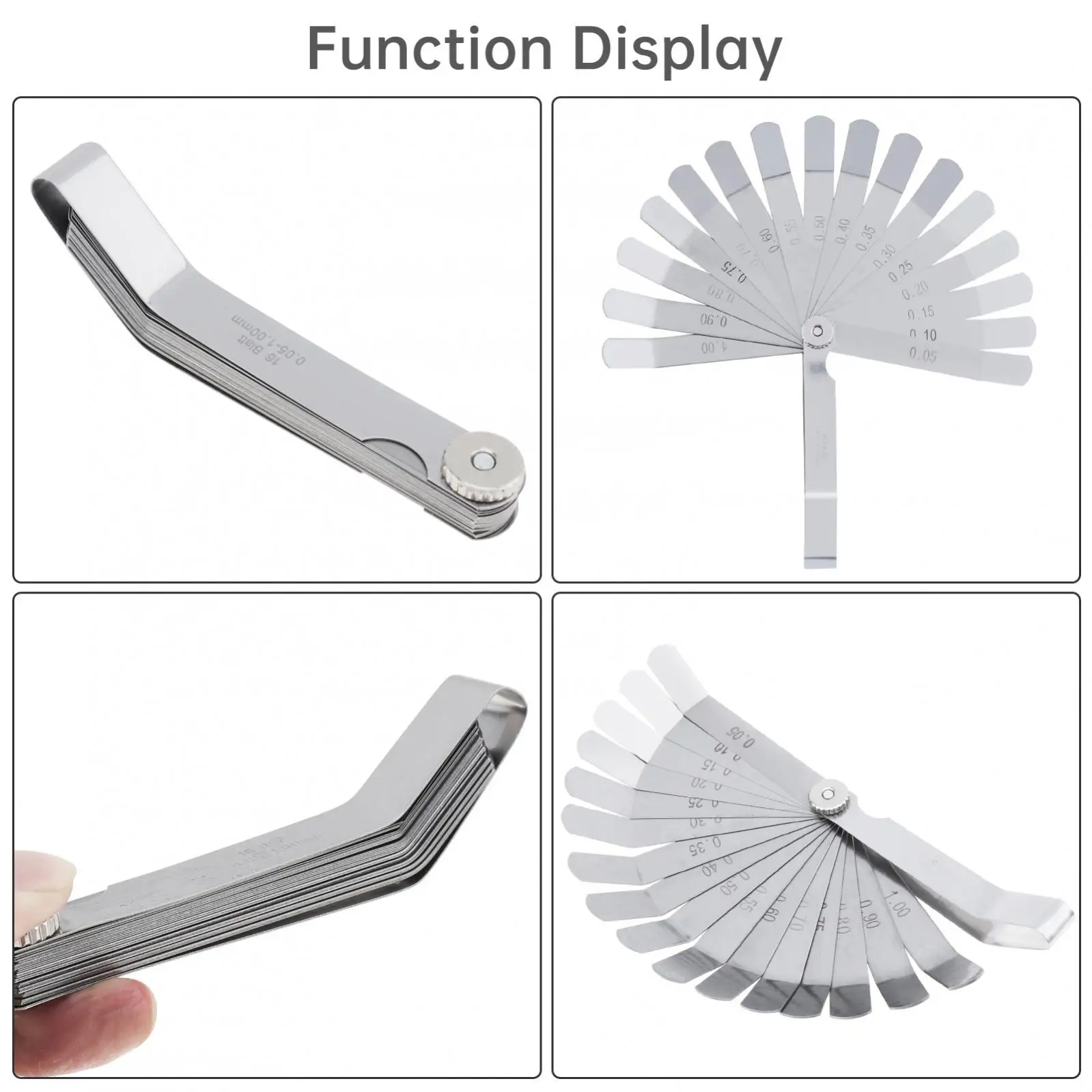 100A16 0.05-1 مللي متر منحني مقياس المحسس 16 شفرات الفولاذ المقاوم للصدأ متري شغل المحسس قياس الفجوة لقياس الأعمال الخشبية #6