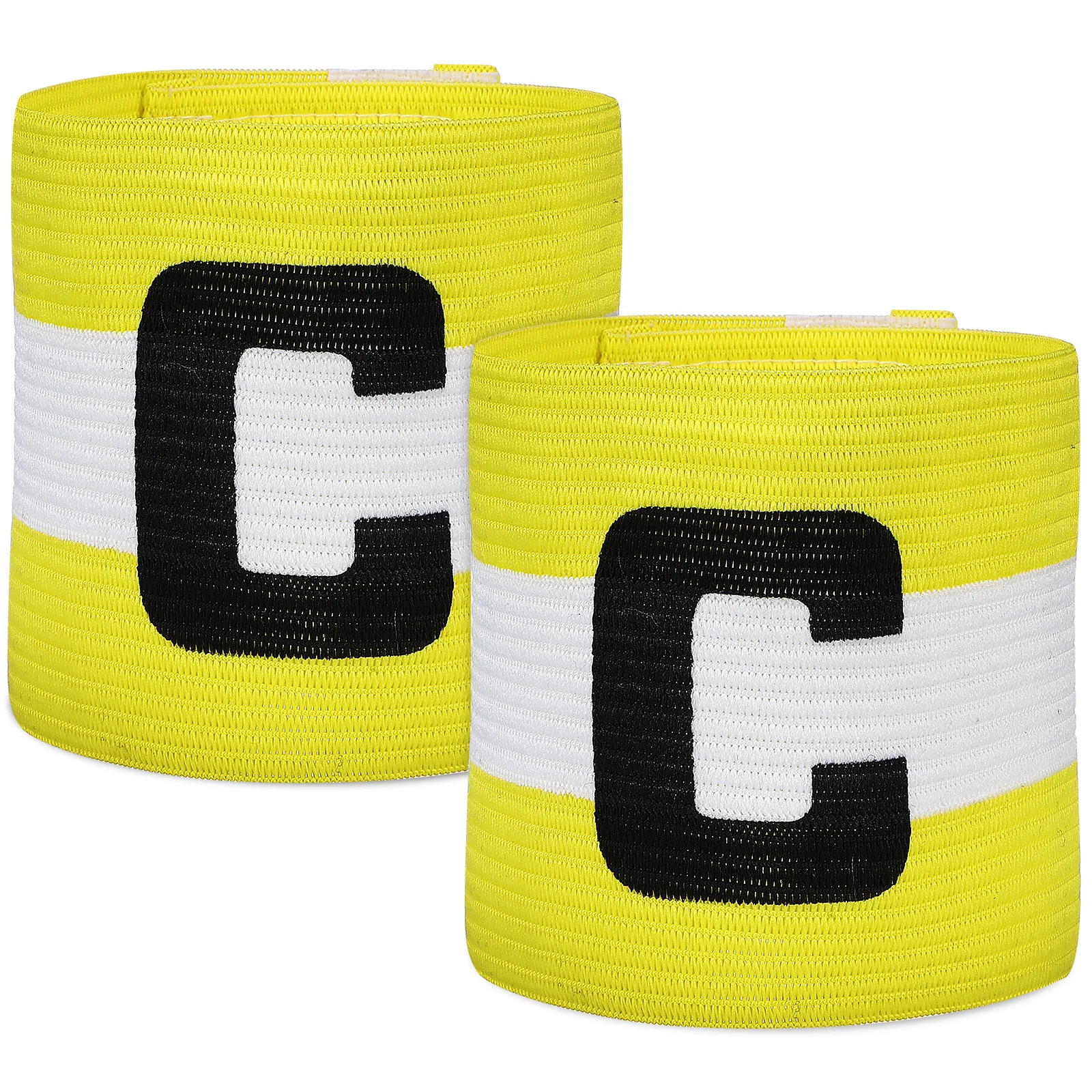 2Pcs Captain Armbands for Soccer Players Elastic Highly Visible Durable Soft Touch Quick to Wear One Hand Captain Armband