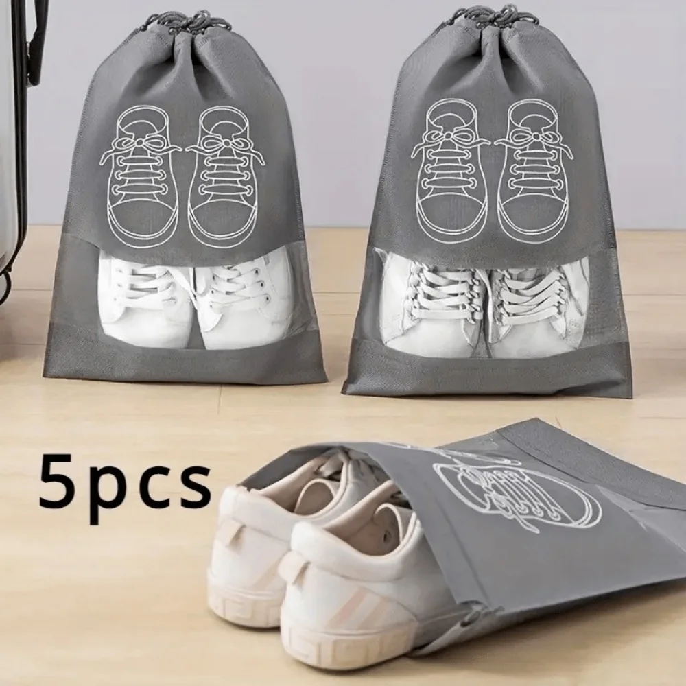 1/5PCS Shoes Storage Organizer Bags Non-Woven Shoe Dust Bags Portable Travel Shoe Bag Shoes Storage Packing Pouch Organizers
