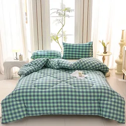 KDJEIKZ New Ultra Fluffy Warm Winter Quilted Microfiber Quilted Single Double Extra Large Four Season Quilted 220x240cm Blanket