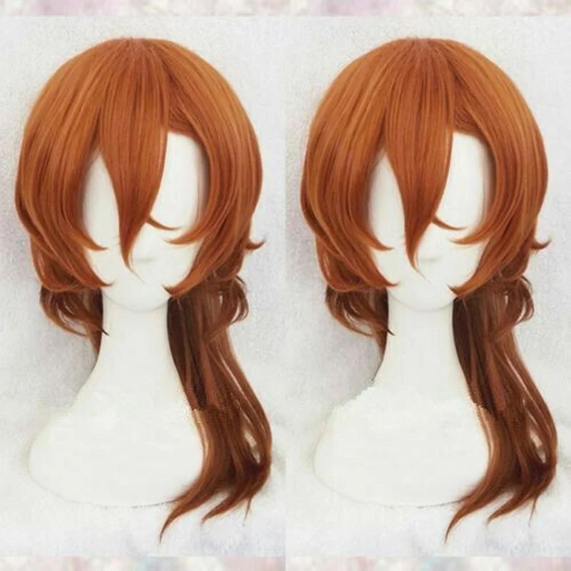 Auburn Brown Short Layered  With Long Tail Heat Resistant Fiber Cosplay Party