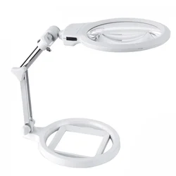 2.5X LED Metal Bracket Scale Magnifier Lamp Desk Desktop Foldable Magnifying Glass Loupe