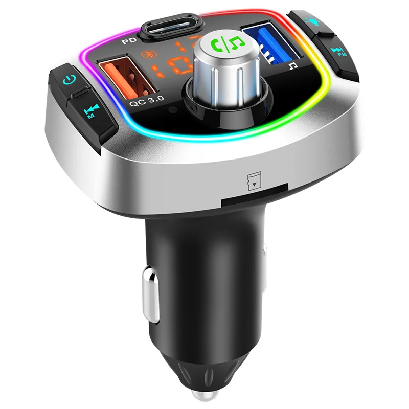 BC63 Bluetooth FM Transmitter Car MP3 Player Handsfree Car Kit Adapter Dual USB QC 3.0+PD Type C Fast Charger with LED Backlight
