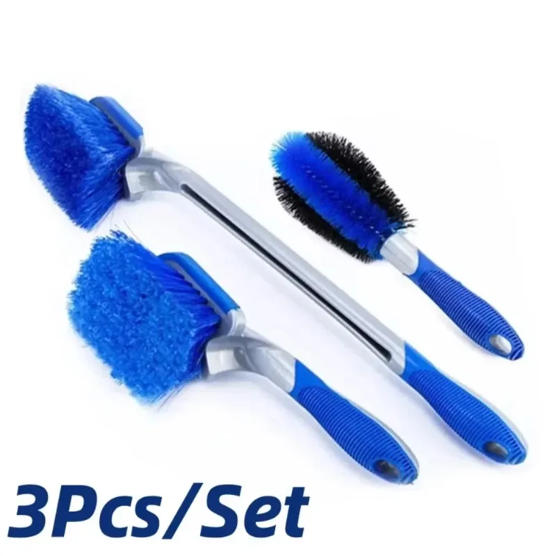 Brosse de nettoyage de pneus de voiture, brosse de moyeu de roue, ensemble de brosses de détail, outils de nettoyage, accessoires d'entretien de beauté de voiture, 1/3 pièces