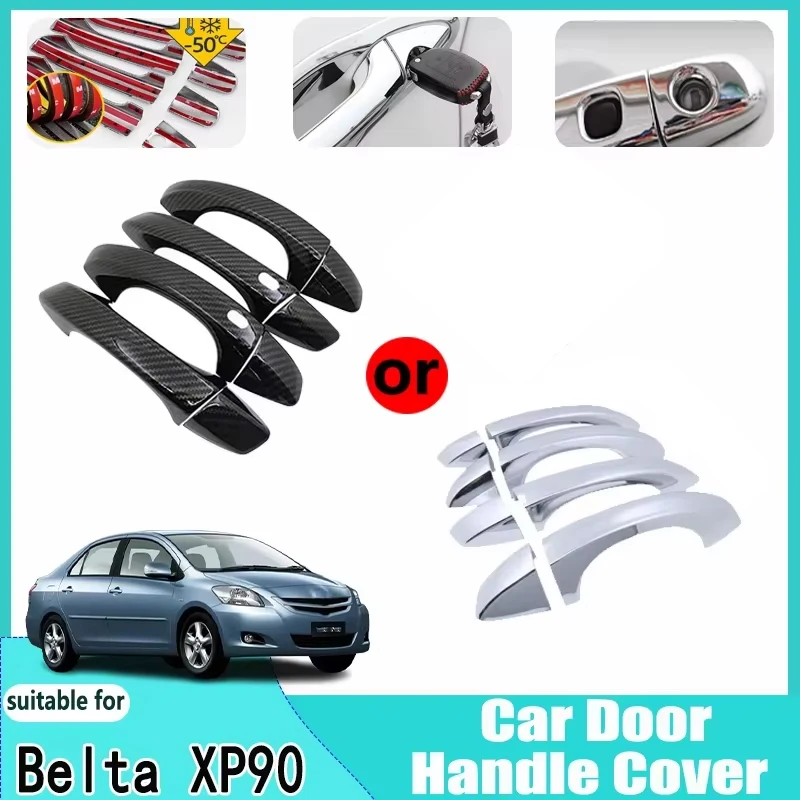 

For Toyota Belta XP90 Parts 2007~2012 2008 Chrome Anti-Scratch Sticker Chrome Carbon Fiber Door Handle Luxurious Car Accessories