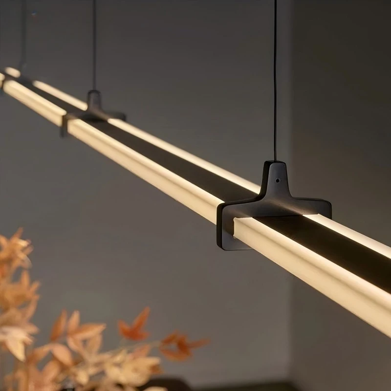 Modern Minimalist Living Room Pendant Light Long Strip Creative Restaurant Bar Counter LED Hanging Lamp White Home Lighting