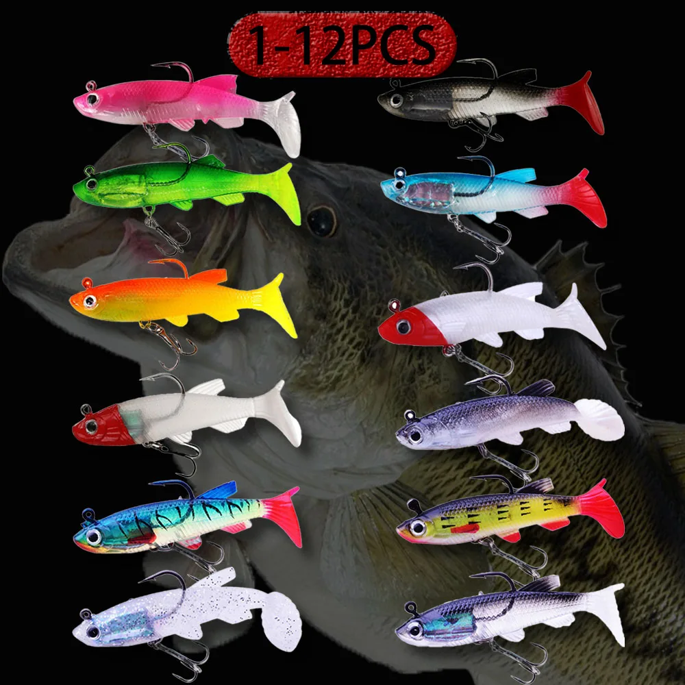 

1-12PCS Wobbler Silicone Bait Artificial Fishing Bait Silicone Lures for Fishing Supplies New Fihing Fake Fish Baits Goods Soft