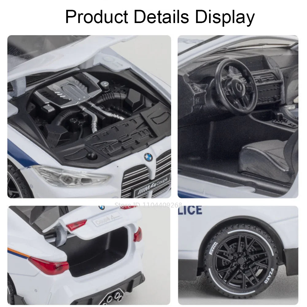 1:32 Bilancia M4 M8 Auto della Polizia Giocattolo Modello Suono Luce Tirare Indietro 4 Porte Aperte 110 Swat Veicolo In Lega Pressofuso Modelli Regali Di Compleanno