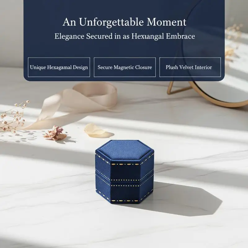 Vintage Hexagon Jewelry Single Ring Box Empty Case Holder For Engagement Wedding Ceremony Valentines Day Gift Organizer
